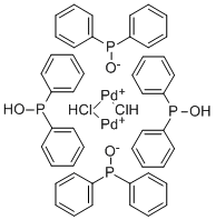 DIHYDROGEN DI-MU-CHLOROTETRAKIS(DIPHENYLPHOSPHINITO-KP) DIPALLADATE(2-) Structure