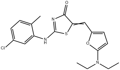 4(5H)-Thiazolone,  2-[(5-chloro-2-methylphenyl)amino]-5-[[5-(diethylamino)-2-furanyl]methylene]- Structure