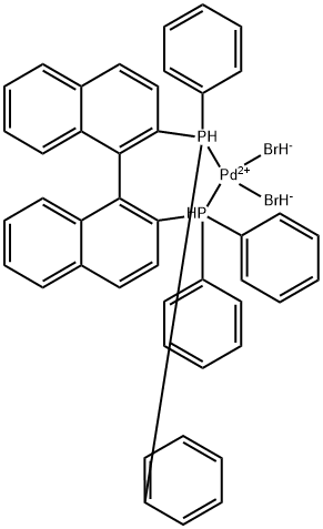 dibromo(2,2'-bis(diphenylphosphino)-1,1'-binaphthyl)palladium(II) Structure