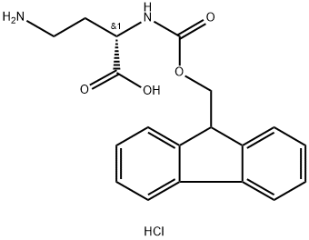 (2S)-4-Amino-2-[[(9H-fluoren-9-ylmethoxy)carbonyl]amino]butanoic acid hydrochloride Structure