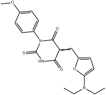 4,6(1H,5H)-Pyrimidinedione,  5-[[5-(diethylamino)-2-furanyl]methylene]dihydro-1-(4-methoxyphenyl)-2-thioxo- Structure