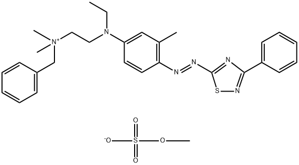 benzyl[2-[ethyl[3-methyl-4-[(3-phenyl-1,2,4-thiadiazol-5-yl)azo]phenyl]amino]ethyl]dimethylammonium methyl sulphate 구조식 이미지