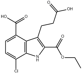 4-카복시-7-클로로-2-(에톡시카보닐)인돌-3-프로파노산 구조식 이미지