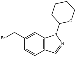 6-(broMoMethyl)-1-(tetrahydro-2H-pyran-2-yl)-1H-indazole 구조식 이미지