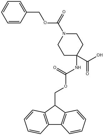 1,4-Piperidinedicarboxylicacid,4-[[(9H-fluoren-9-ylmethoxy)carbonyl]amino]-,1-(phenylmethyl)ester(9CI) Structure