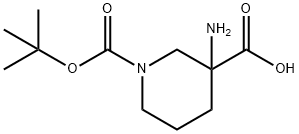3-AMINO-1-(TERT-BUTOXYCARBONYL)PIPERIDINE-3-CARBOXYLIC ACID 구조식 이미지