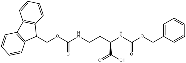 (2R)-4-[[(9H-Fluoren-9-ylmethoxy)carbonyl]amino]-2-[[(phenylmethoxy)carbonyl]amino]butanoic acid 구조식 이미지