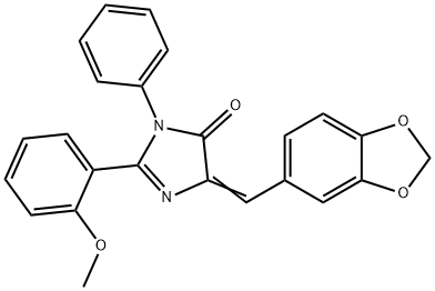 4H-Imidazol-4-one,  5-(1,3-benzodioxol-5-ylmethylene)-3,5-dihydro-2-(2-methoxyphenyl)-3-phenyl- Structure