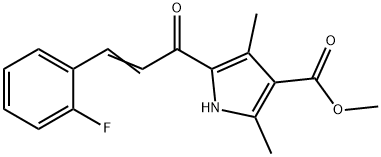 1H-Pyrrole-3-carboxylicacid,5-[3-(2-fluorophenyl)-1-oxo-2-propenyl]-2,4-dimethyl-,methylester(9CI) Structure