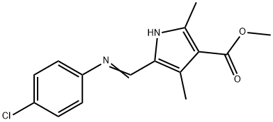 1H-Pyrrole-3-carboxylicacid,5-[[(4-chlorophenyl)imino]methyl]-2,4-dimethyl-,methylester(9CI) Structure