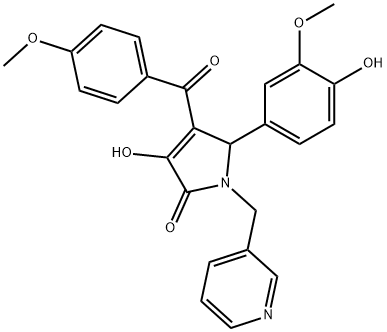 3-hydroxy-5-(4-hydroxy-3-methoxyphenyl)-4-(4-methoxybenzoyl)-1-(3-pyridinylmethyl)-1,5-dihydro-2H-pyrrol-2-one 구조식 이미지