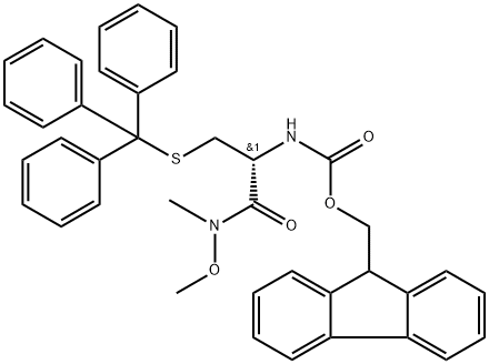 9H-Fluoren-9-ylmethylN-[(1R)-1-[methoxy(methyl)carbamoyl]-2-[(triphenylmethyl)sulfanyl]ethyl]carbamate 구조식 이미지
