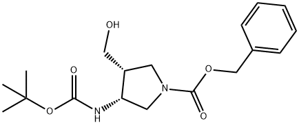 (3R,4R)-3-(Boc-amino)-1-Cbz-4-(hydroxymethyl)pyrrolidine 구조식 이미지