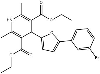 3,5-PYRIDINEDICARBOXYLICACID,4-[5-(3-BROMOPHENYL)-2-FURANYL]-1,4-DIHYDRO-2,6-DIMETHYL-,DIETHYLESTER Structure