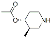 4-Piperidinol,3-methyl-,acetate(ester),(3R,4R)-(9CI) 구조식 이미지