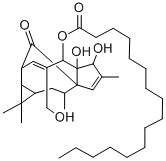 1H-2,8a-Methanocyclopenta(a)cyclopropa(e)cyclodecen-11-one, 2,5,5a,6,9 ,10,10a,1a-octahydro-4-hydroxymethyl-1,1,7,9-tetramethyl-5,5a,6-trihyd roxy-, 5-hexadecanoate Structure