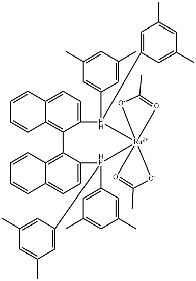 Diacetato{(S)-(-)-2,2'-bis[di(3,5-xylyl)phosphino]-1,1'-binaphthyl}ruthenium(II) Structure