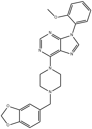 6-[4-(1,3-Benzodioxol-5-ylmethyl)-1-piperazinyl]-9-(2-methoxyphenyl)-9H-purine Structure