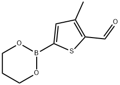 5-(1,3,2-Dioxaborinan-2-yl)-3-methylthiophene-2-carboxaldehyde 구조식 이미지