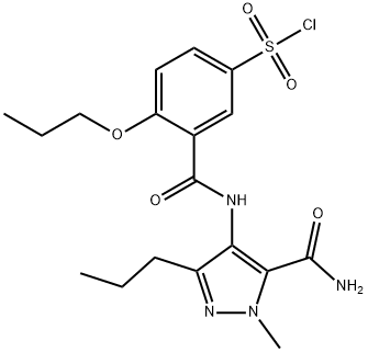 3-[[[5-(AMinocarbonyl)-1-Methyl-3-propyl-1H-pyrazol-4-yl]aMino]carbonyl]-4-propoxy-benzenesulfonyl Chloride 구조식 이미지