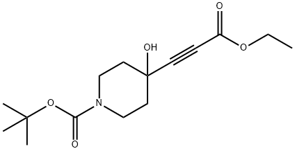 1-피페리딘카르복실산,4-(3-에톡시-3-옥소-1-프로핀-1-일)-4-히드록시-,1,1-디메틸에틸에스테르 구조식 이미지