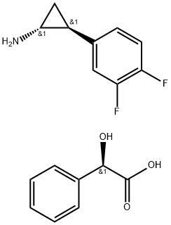 (1R,2S)-2-(3,4-Difluorophenyl)cyclopropanamine (2R)-Hydroxy(phenyl)ethanoate 구조식 이미지