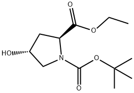 1-tert-butoxycarbonyl-4-hydroxy-L-proline ethyl ester  Structure