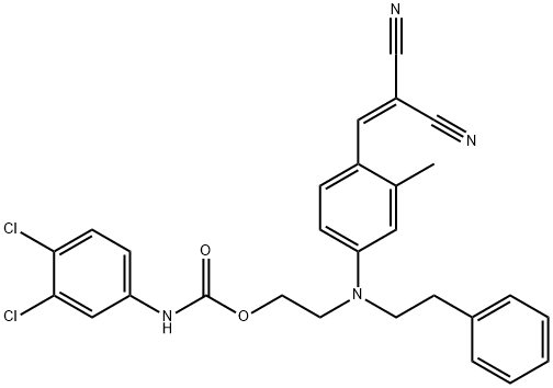 (3,4-디클로로페닐)카르밤산2-[[4-(2,2-디시아노에테닐)-3-메틸페닐](2-페닐에틸)아미노]에틸에스테르 구조식 이미지