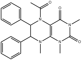 2,4(1H,3H)-Pteridinedione,  5-acetyl-5,6,7,8-tetrahydro-1,3,8-trimethyl-6,7-diphenyl- Structure