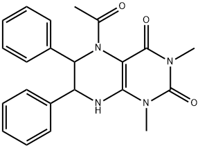 2,4(1H,3H)-Pteridinedione,  5-acetyl-5,6,7,8-tetrahydro-1,3-dimethyl-6,7-diphenyl- 구조식 이미지