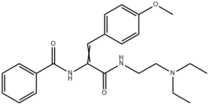 2-벤조일아미노-N-[2-(디에틸아미노)에틸]-3-(4-메톡시페닐)프로펜아미드 구조식 이미지
