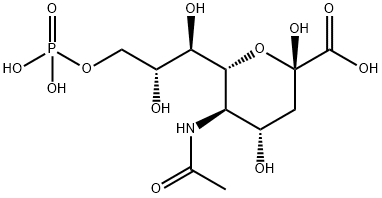 (4S,5R,6R)-5-acetamido-6-[(1S,2R)-1,2-dihydroxy-3-phosphonooxy-propyl]-2,4-dihydroxy-oxane-2-carboxylic acid Structure