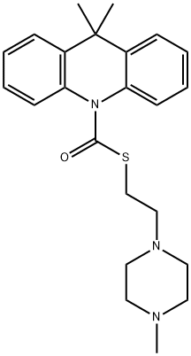 10(9H)-Acridinecarbothioic acid, 9,9-dimethyl-, S-(2-(4-methyl-1-piper azinyl)ethyl) ester 구조식 이미지