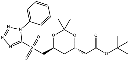 tert-Butyl 2-[(4R,6S)-2,2-Dimethyl-6-[(1-phenyl-1H-terazol-5-ylsulfonyl)methyl]-1,3-dioxan-4-yl]acetate Structure