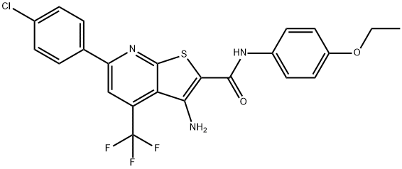 3-amino-6-(4-chlorophenyl)-N-(4-ethoxyphenyl)-4-(trifluoromethyl)thieno[2,3-b]pyridine-2-carboxamide 구조식 이미지