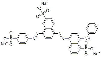 8-(Phenylamino)-5-[[6-sulfo-4-[(4-sulfophenyl)azo]-1-naphthalenyl]azo]-1-naphthalenesulfonic acid trisodium salt Structure