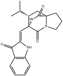 (3S,8aR,10S)-3-[[(Z)-1,3-Dihydro-3-oxo-2H-indol-2-ylidene]methyl]-1,2,3,7,8,8a-hexahydro-10-(1-methylethyl)-6H-3,8a-ethanopyrrolo[1,2-a]pyrazine-1,4-dione Structure