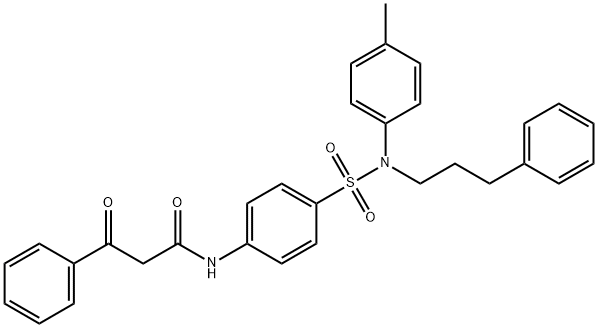 3-옥소-3-페닐-N-[4-[N-(3-페닐프로필)-N-(p-톨릴)술파모일]페닐]프로피온아미드 구조식 이미지