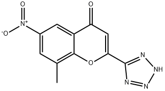 4H-1-Benzopyran-4-one, 8-methyl-6-nitro-2-(1H-tetrazol-5-yl)- 구조식 이미지