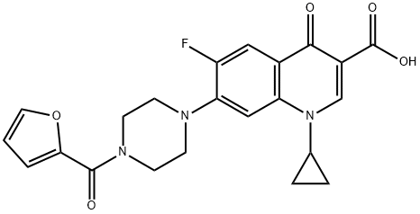 3-Quinolinecarboxylic acid, 1-cyclopropyl-6-fluoro-7-[4-(2-furanylcarbonyl)-1-piperazinyl]-1,4-dihydro-4-oxo- 구조식 이미지