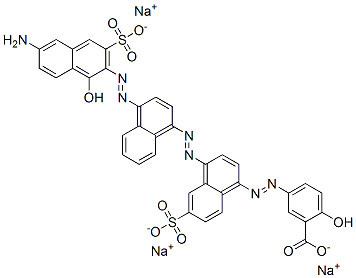 trisodium 5-[[4-[[4-[(6-amino-1-hydroxy-3-sulphonato-2-naphthyl)azo]-1-naphthyl]azo]-6-sulphonato-1-naphthyl]azo]salicylate  구조식 이미지