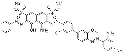 disodium 4-amino-3-[[4'-[(2,4-diaminophenyl)azo]-3,3'-dimethoxy[1,1'-biphenyl]-4-yl]azo]-5-hydroxy-6-(phenylazo)naphthalene-2,7-disulphonate Structure