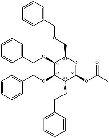 1-O-아세틸-2,3,4,6-테트라-O-벤질-bD-갈락토피라노스 구조식 이미지