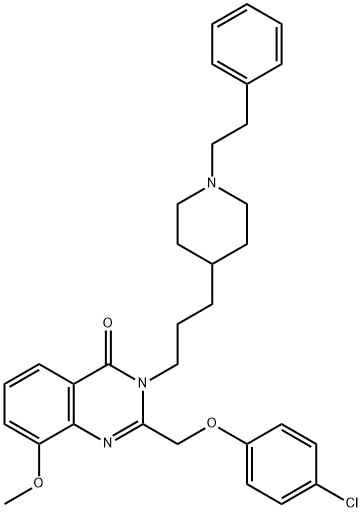 4(3H)-Quinazolinone,  2-[(4-chlorophenoxy)methyl]-8-methoxy-3-[3-[1-(2-phenylethyl)-4-piperidinyl]propyl]- Structure