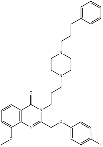 4(3H)-Quinazolinone,  2-[(4-fluorophenoxy)methyl]-8-methoxy-3-[3-[4-(3-phenylpropyl)-1-piperazinyl]propyl]- Structure