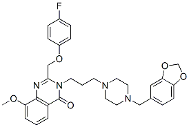 4(3H)-Quinazolinone,  3-[3-[4-(1,3-benzodioxol-5-ylmethyl)-1-piperazinyl]propyl]-2-[(4-fluorophenoxy)methyl]-8-methoxy- Structure