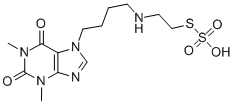 2-((4-(1,3-디메틸-2,6-디옥소푸린-7-일)부틸)아미노)에탄티올,황산수소(에스테르) 구조식 이미지