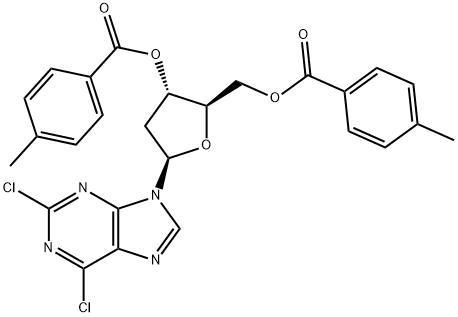 2,6-DICHLORO-9-(2-DEOXY-3,5,DI-O-(4-METHYLBENZOYL-BETA-D-ERYTHROPENTOFURANOSYL)-9H-PURINE) 구조식 이미지