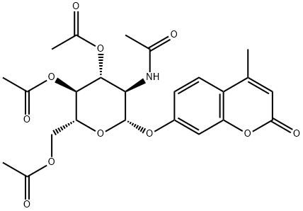 4'-METHYLUMBELLIFERYL-2-ACETAMIDO-3,4,6-TRI-ACETYL-2-DEOXY-BETA-D-GLUCOPYRANOSIDE 구조식 이미지