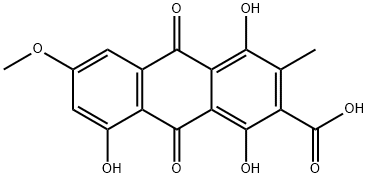 9,10-Dihydro-1,4,8-trihydroxy-6-methoxy-3-methyl-9,10-dioxo-2-anthracenecarboxylic acid Structure